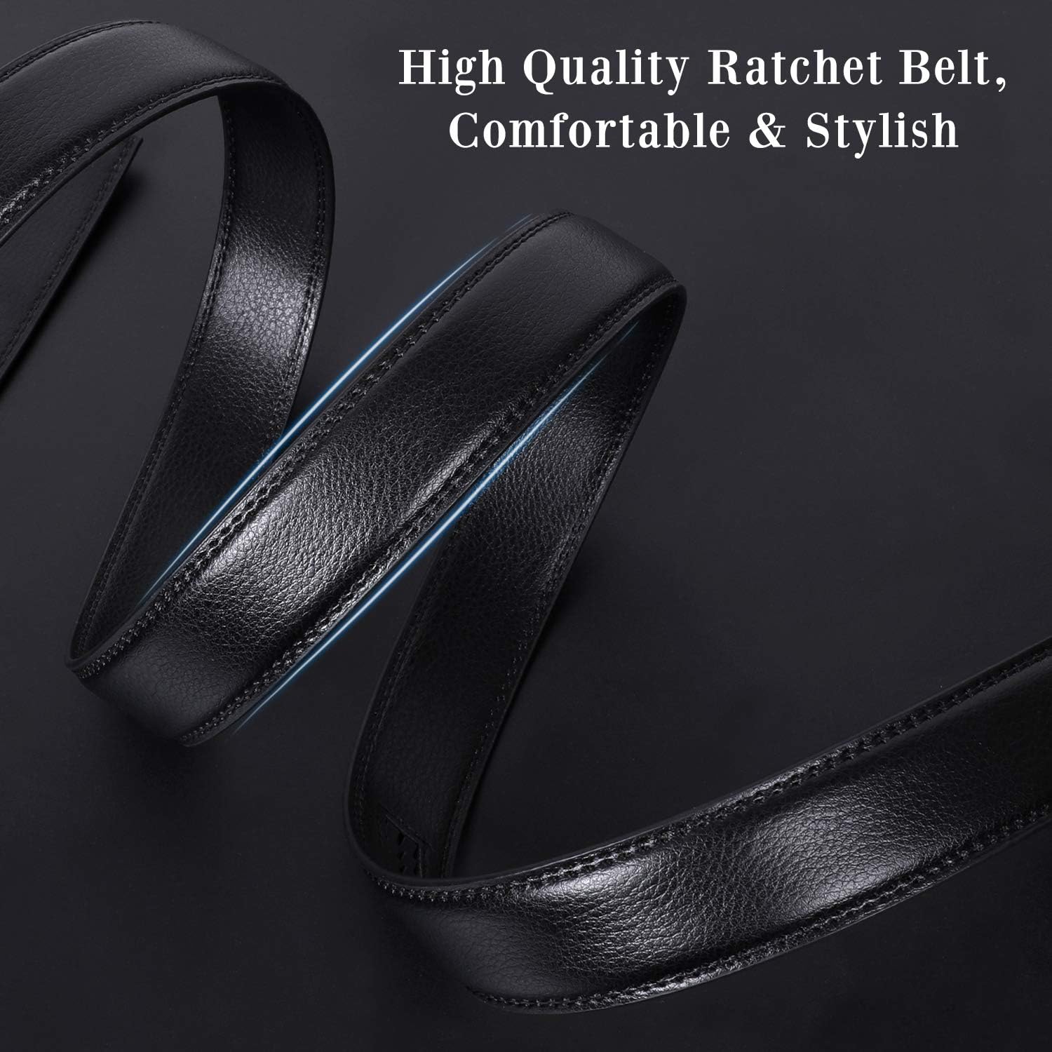 WERFORU Set of 2 Leather Ratchet Dress Belt for Men with Automatic Buckle - Image 3