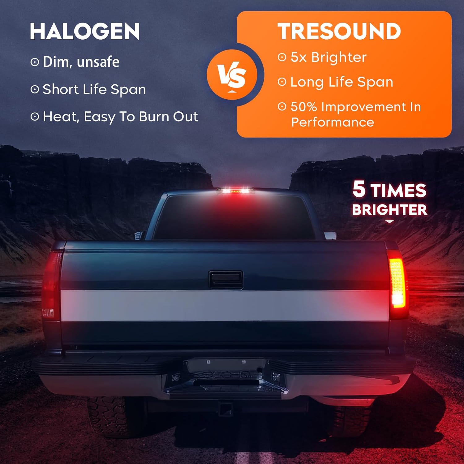 Tresound Tail Light + 3rd Brake Cargo Lamp for 2007 2008 Dodge Ram 1500, 2007 2008 2009 Ram 2500 3500, Third High Mount Stop Light Rear LED Taillight Assembly, 55277302AC 55277303AC