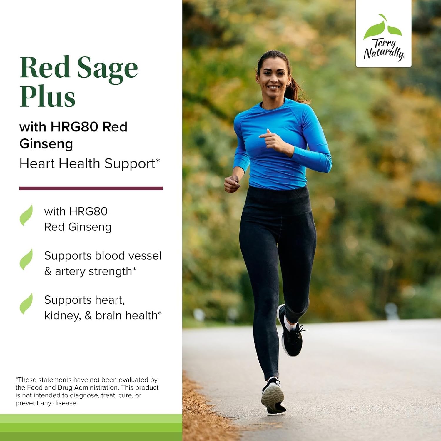 Terry Naturally Red Sage Plus - Herbal Supplement with HRG80 Red Ginseng - Muscle Energy Support for Heart Health - Aids Blood Flow & Circulation - 30 Capsules (30 Servings) - Image 3