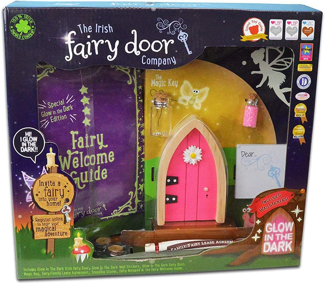 The Irish Fairy Door Company Glow in the Dark Pink Door