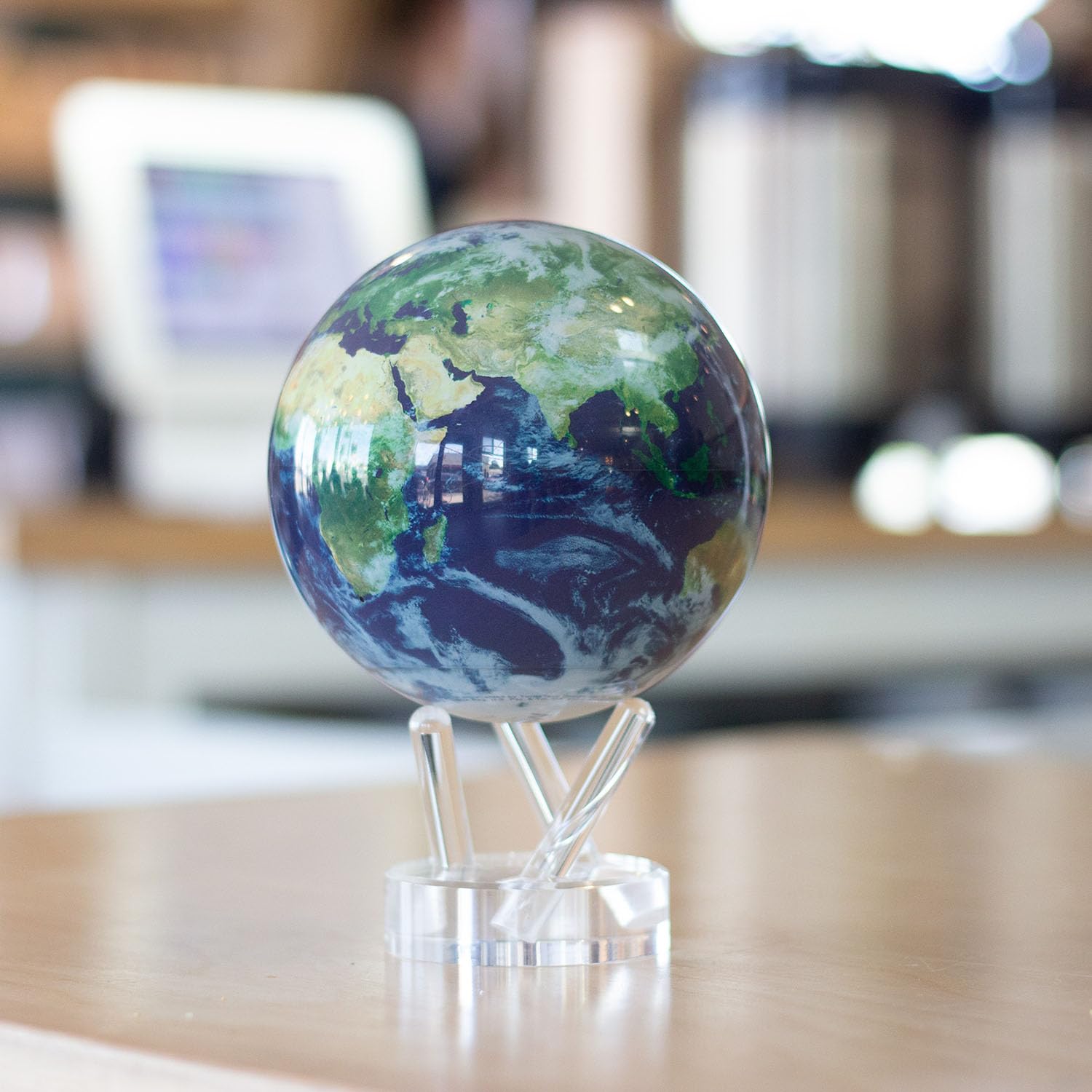 MOVA Blue Relief Map & Earth with Clouds Globe Bundle (8.5” + 4.5”) – Solar-Powered Self-Rotating Globes with Acrylic Stand | No Batteries or Wires | Elegant Home & Office Decor