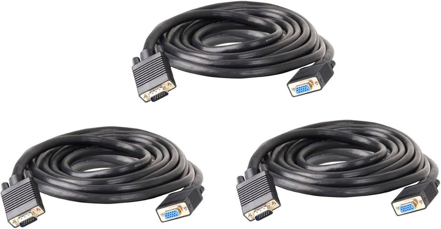 (3Pack Premium VGA Male to Female Extension Cable 15 Foot