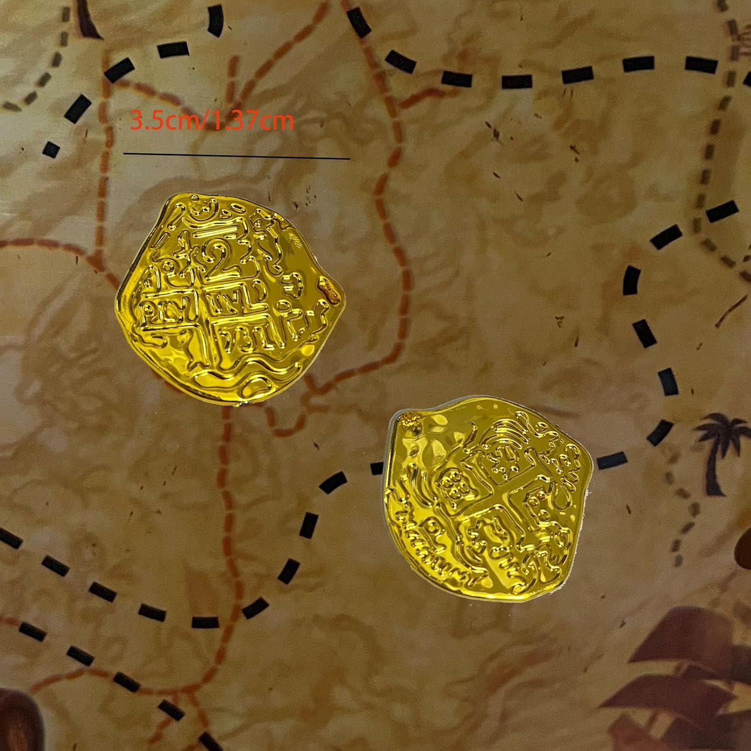 100 Pcs Pirate Coins Plastic Coins Fake Play Coins Replica Spanish Doubloons for Halloween Pirate Adventure Themed Party St. Patrick's(Silver+Gold)