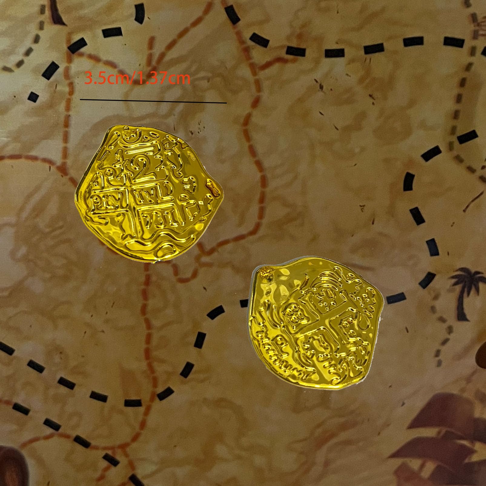 100 Pcs Pirate Coins Plastic Coins Fake Play Coins Replica Spanish Doubloons for Halloween Pirate Adventure Themed Party St. Patrick's