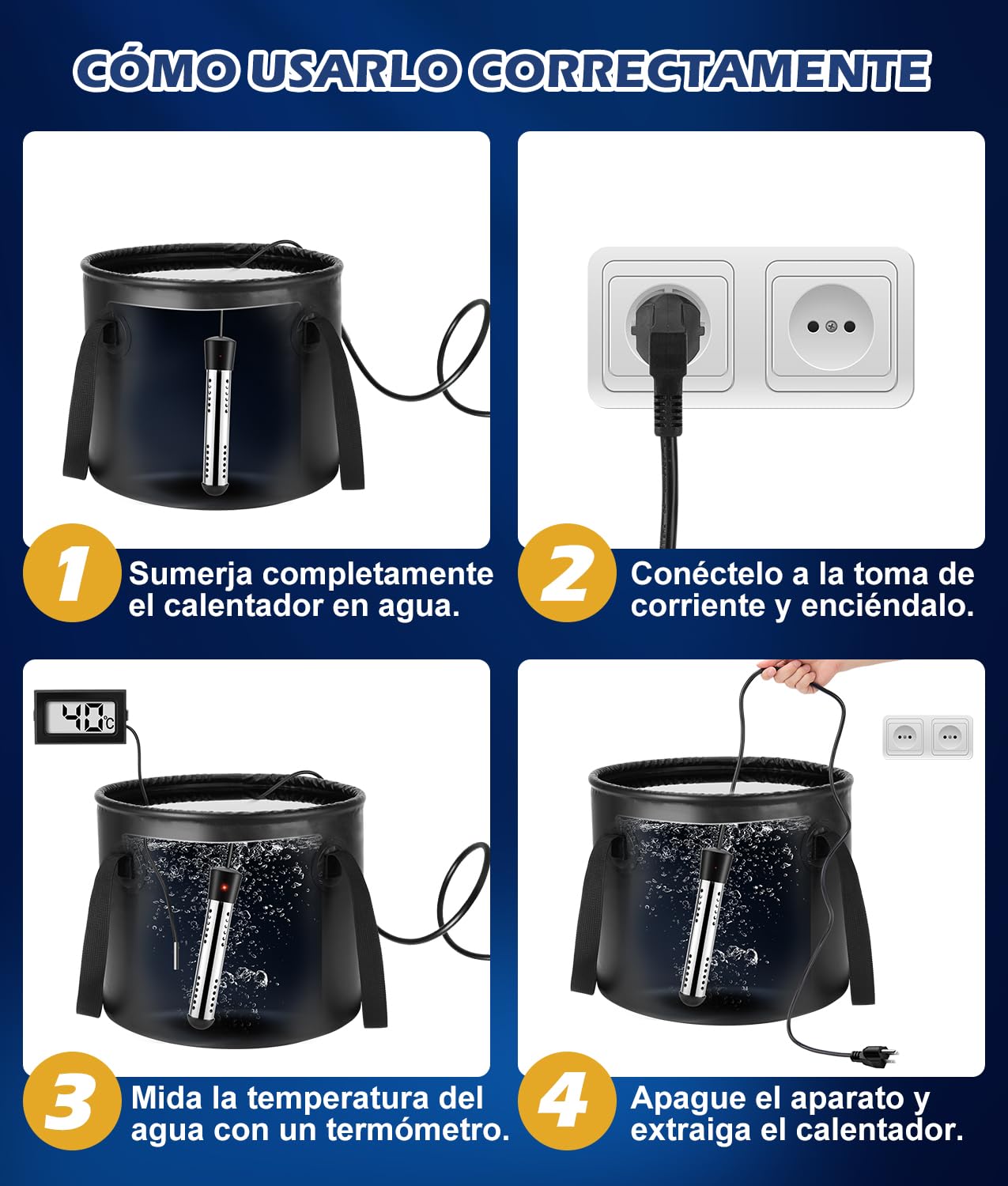 WADEO Ducha portátil para Camping 6000 mAh con Cubo Plegable de 20 l, Agua Caliente, Bomba Recargable de 5 velocidades con Pantalla LED, 4 Modos de Chorro para Caravana, Viaje, Coche, Mascotas