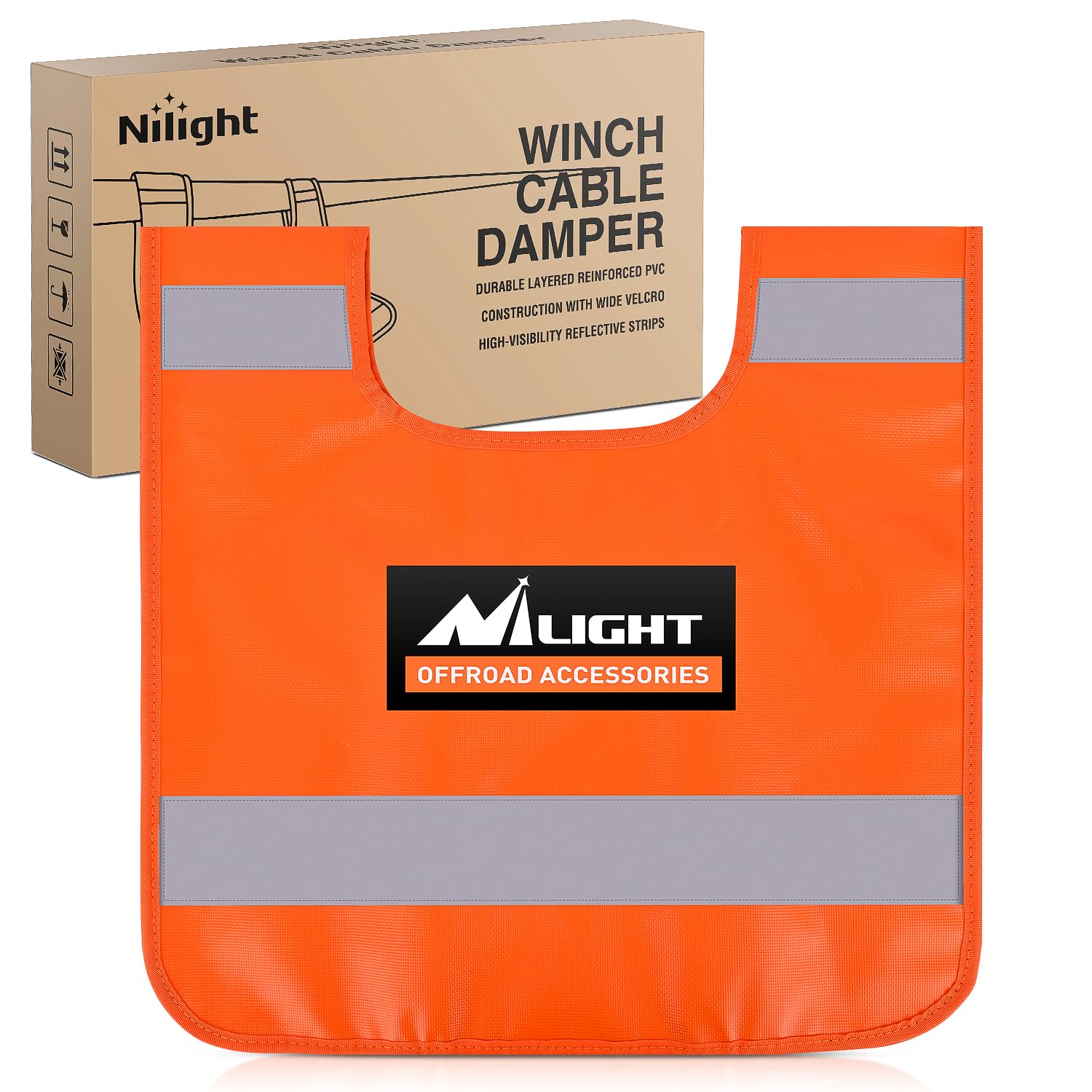 Nilight Winch Cable Damper w/Reflective Strip for Kinetic Recovery Rope