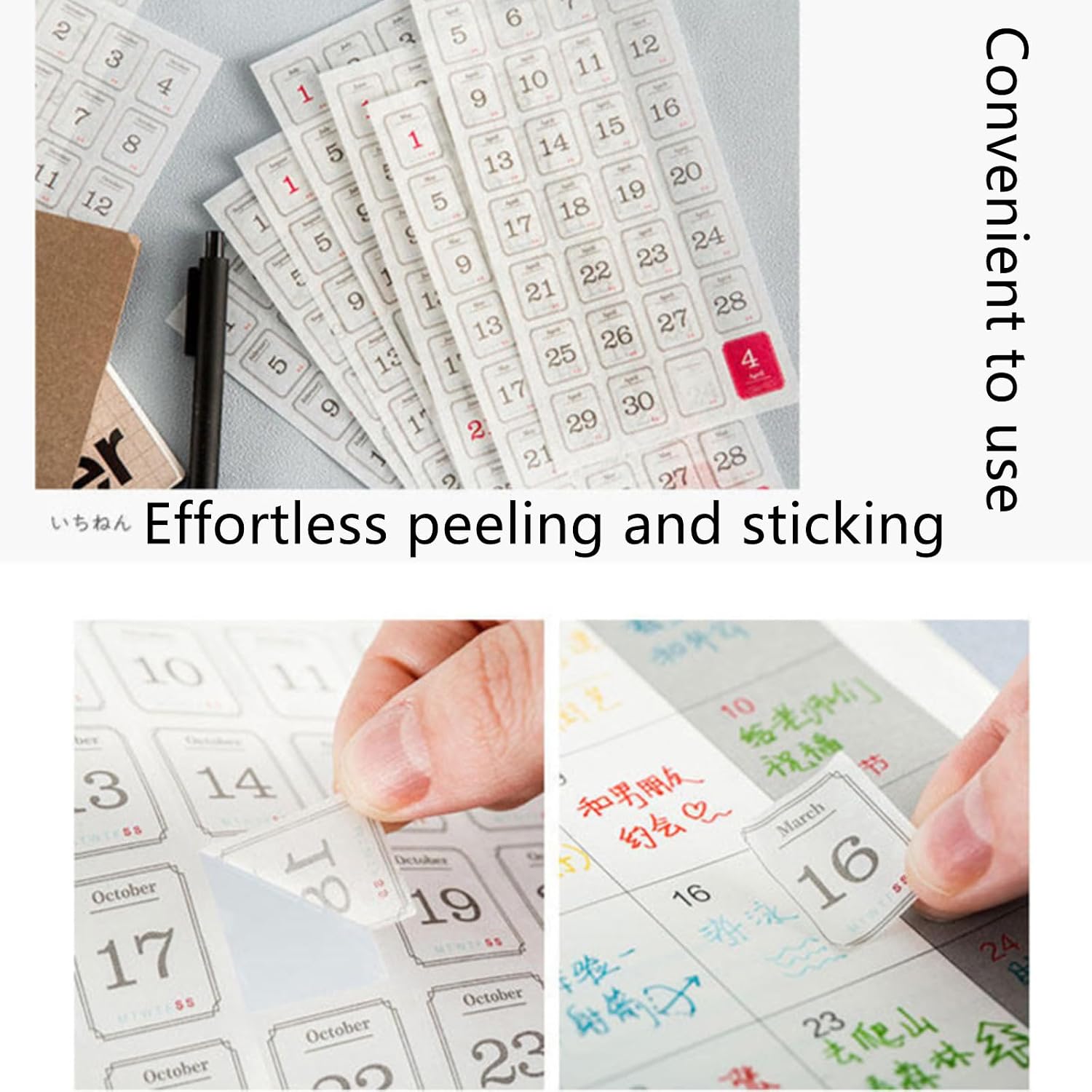 12 Sheets 365 Date Calendar Stickers Decorative Planner Journal Labels image 4