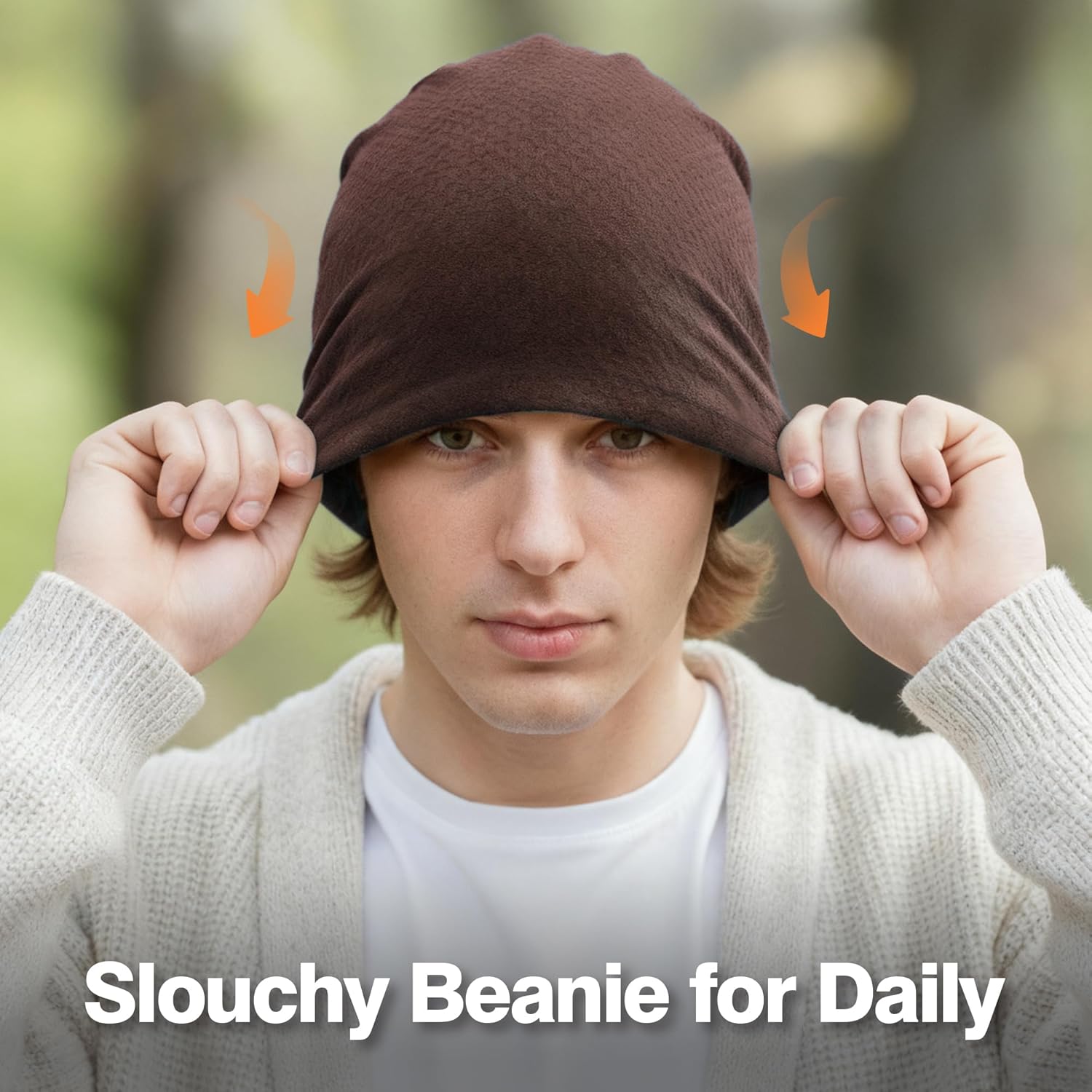 2 Pack Spring Slouchy Beanie for Men Women Lightweight Stacked Skull Cap Chemo Cap Night Sleeping Hat - Image 3