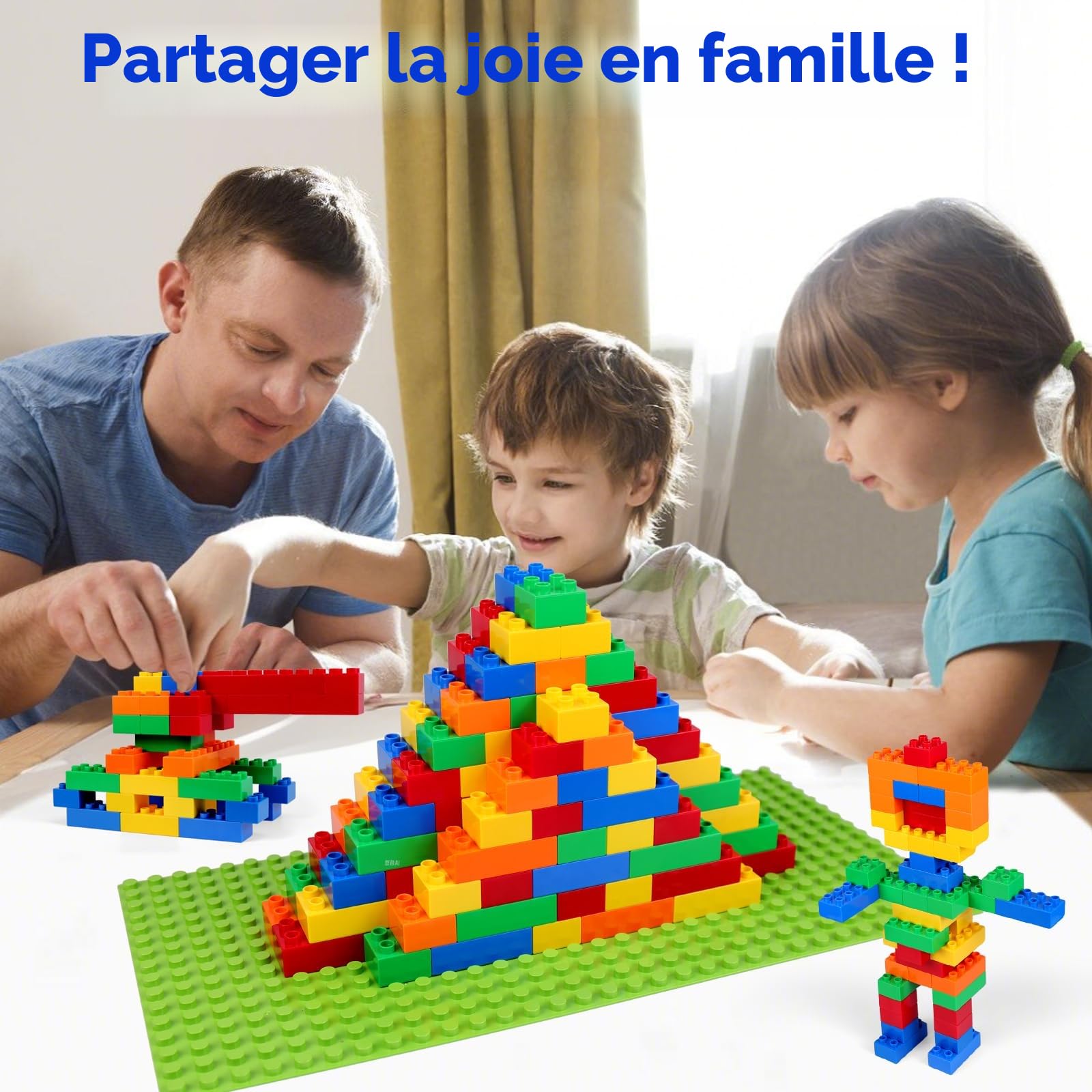 Blocs de Construction – 150 Pièces – Compatible avec Duplo – Grandes Briques ABS Sécurisées – Jouet Éducatif Enfant 3 4 5 6 Ans – Créativité et Apprentissage – Multicolore 2x2 & 2x4.