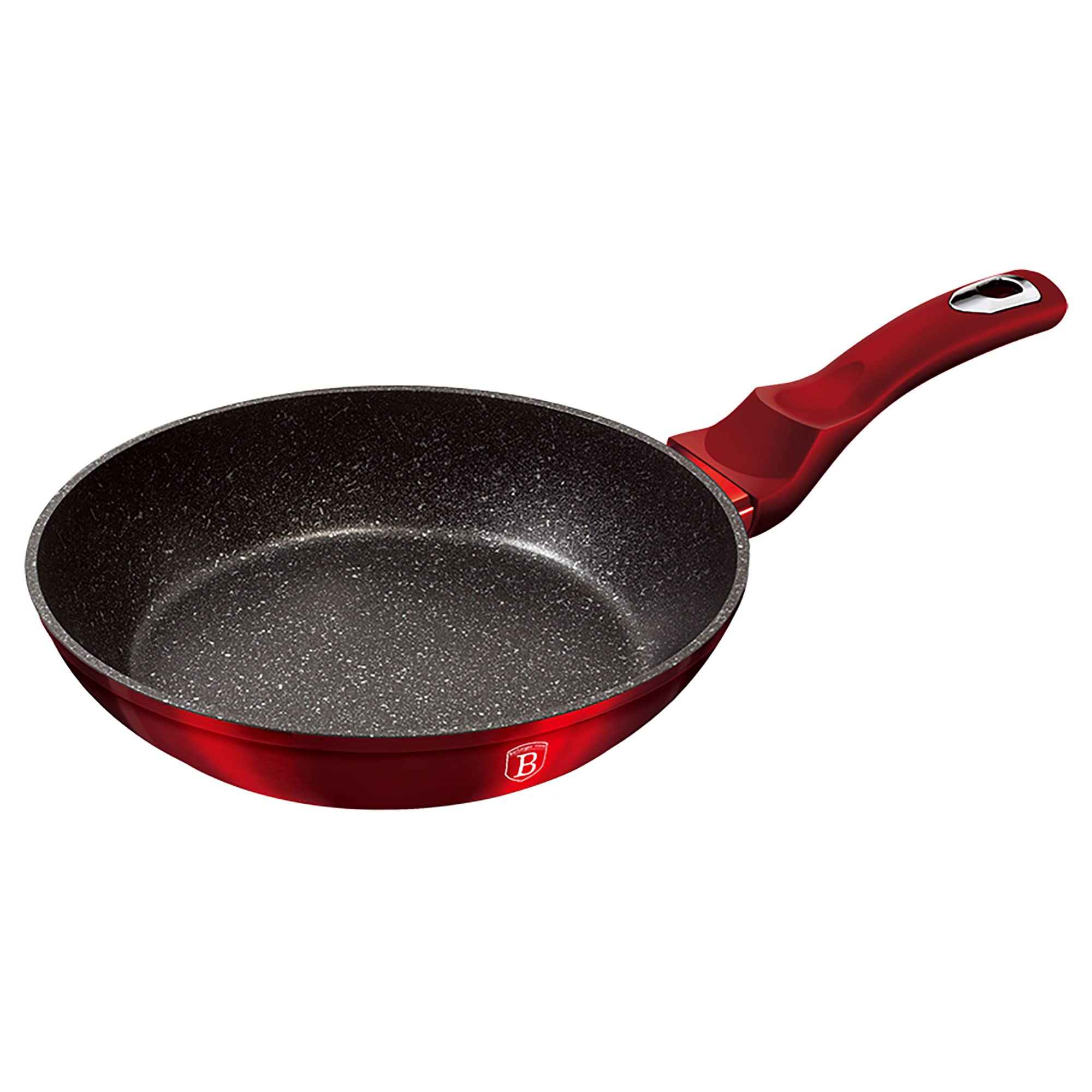 Berlinger Haus Burgundy Batería Cocina Inducción 10 Piezas, Antiadherente Mármol sin PFOA, Aluminio, Set 3 Cazuelas, 3 Tapas Cristal, 2 Sartenes, 2 Salva Manteles, Diseño Metallic Line