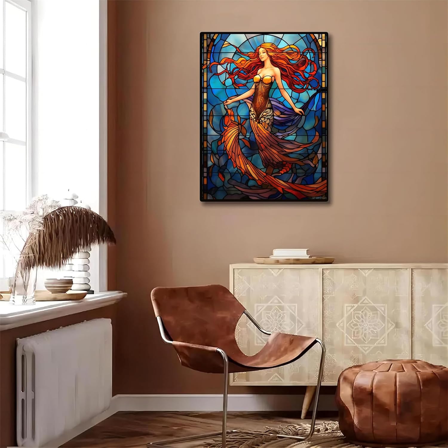 UPABLUNSO 5D Mermaids Diamond Art Painting Kits for Adults Beautiful Stained Glass Mermaid Diamond Dots Paintings for Beginners Home Wall Decor Gifts 12x16 Inch