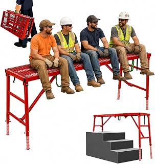 Foldable Scaffolding Platform 70.8" × 15.8", Adjustable Height 36.2"-61.9", 800 lbs Capacity Portable Work Platform, Heavy Duty Folding Scaffold for Painting, Repair, Home & Garage (70.87" × 15.75")