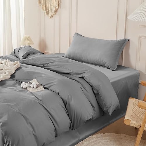 Miniatura 37 de SAPHREAS Juego de funda de edredón tamaño Queen 100% algodón orgánico, ropa de cama suave, funda de edredón con cierre de cremallera y lazos