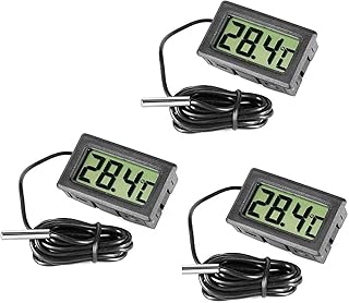 3 Pcs Digital LCD Thermometer Temperature Monitor with External Probe for Fridge Freezer Refrigerator Aquarium by INRIGOROUS