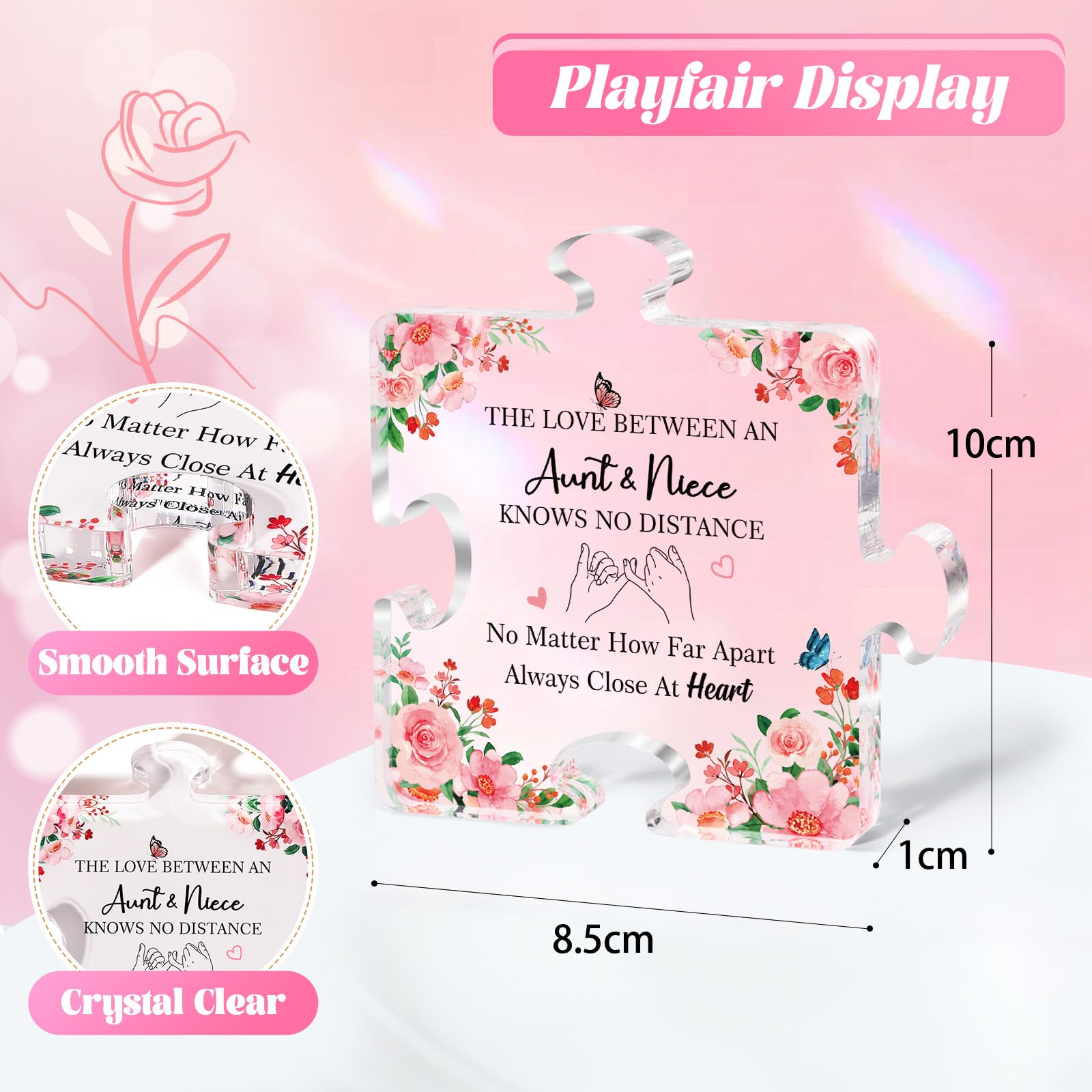 Gifts for Aunt: Aunt Birthday Gifts from Niece Nephew, Christmas Gifts for Her Women, Acrylic Puzzle Plaque 3.9 x 3.3Inch Decorative Sign