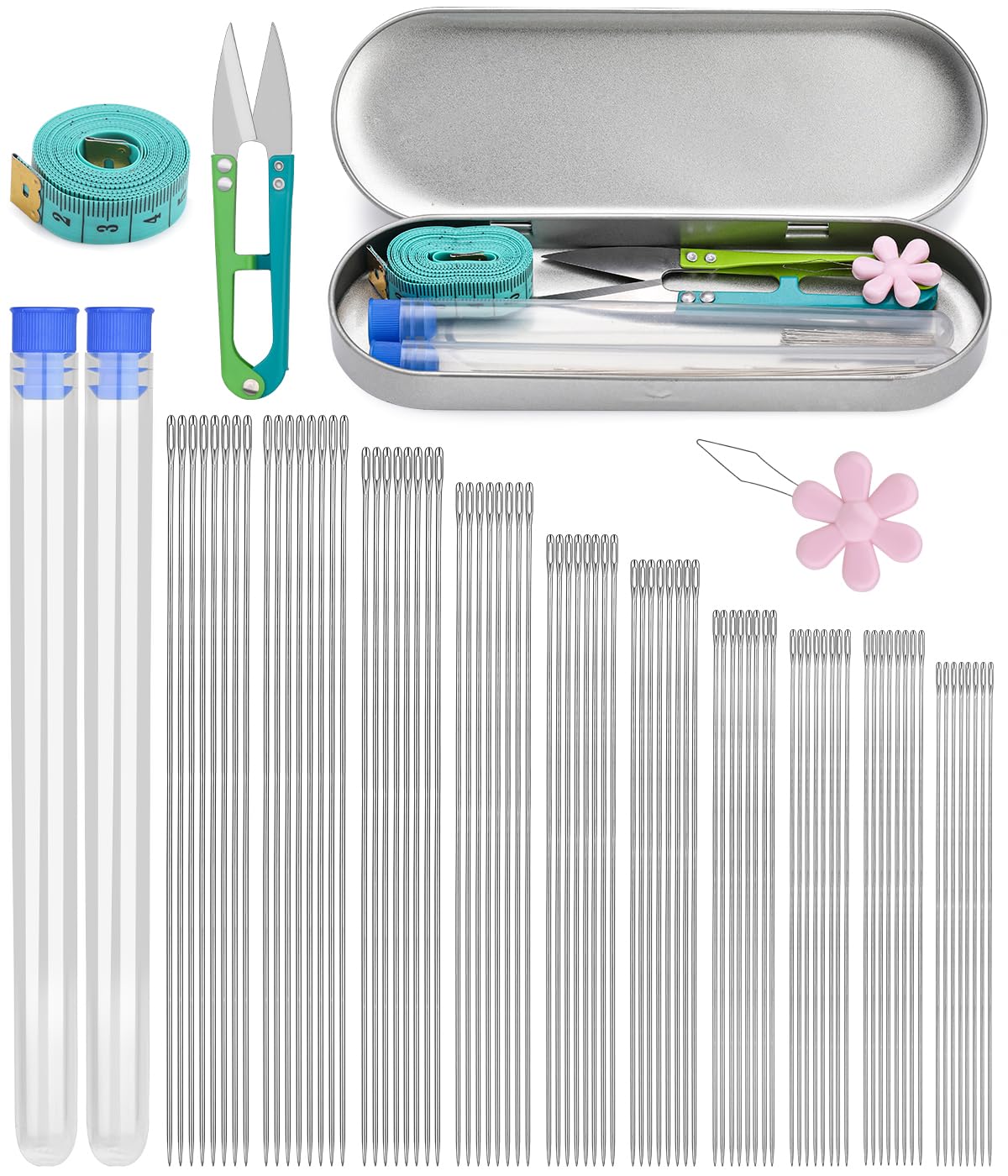 100 Pcs Beading Needles Bracelet Making Kit Long Straight Bead Needle