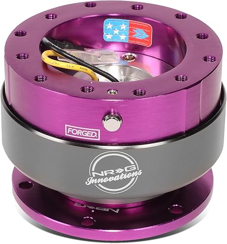 NRG Innovations Kit de liberación rápida para volante con anillo de titanio, cuerpo morado, NRG-SRK-200PP-TI