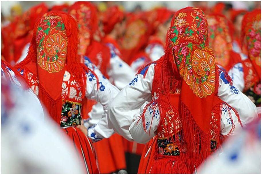 Portuguese Folklore Regional Head Scarf Shawl with Fringe