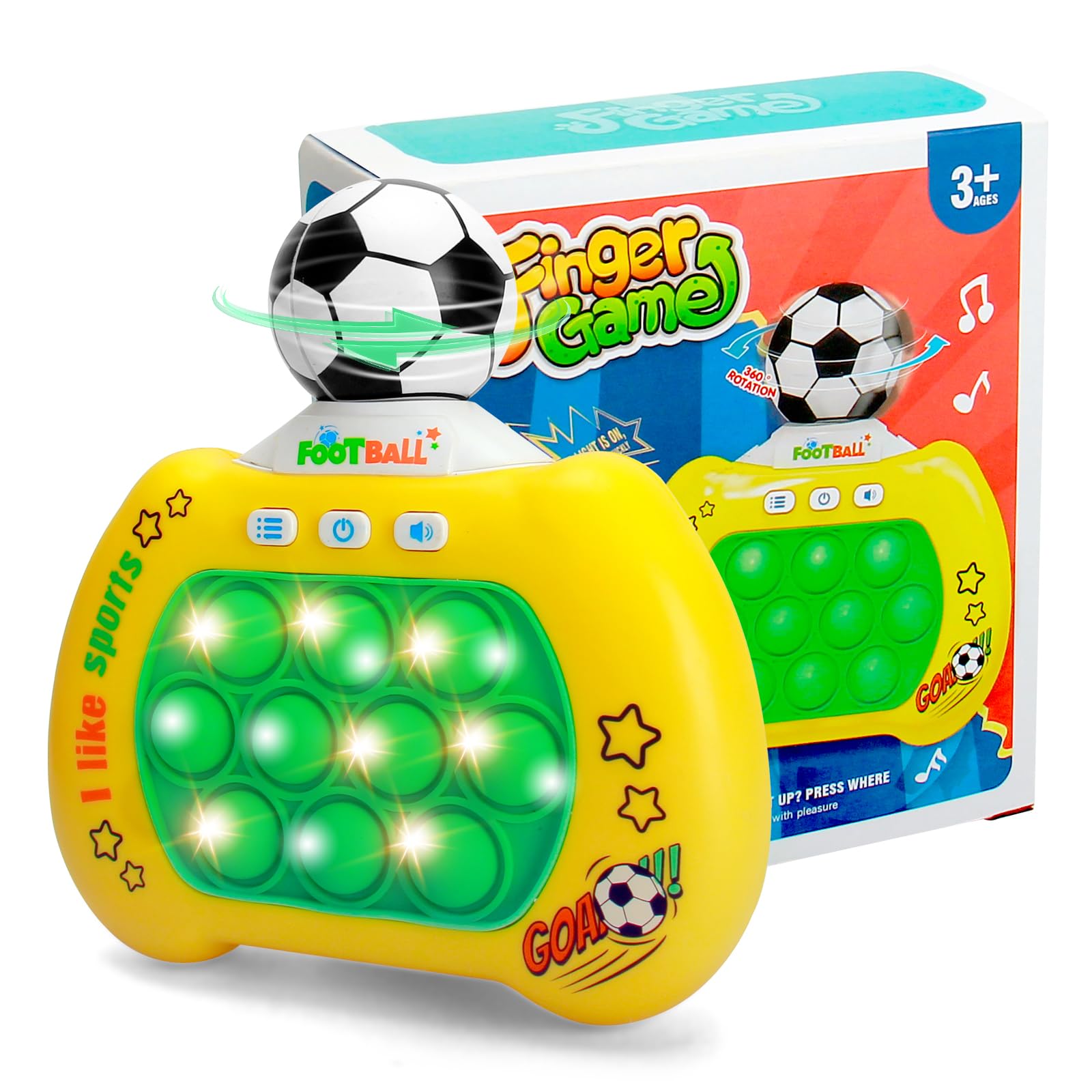 Pop It Electrónico con Balón De Fútbol Giratorio De 360° Consola De Juegos Burbujas De Empuje Rápido Popping Game Juegos Interactivos Fidget Toy Juego De Empuje Rápido Regalo