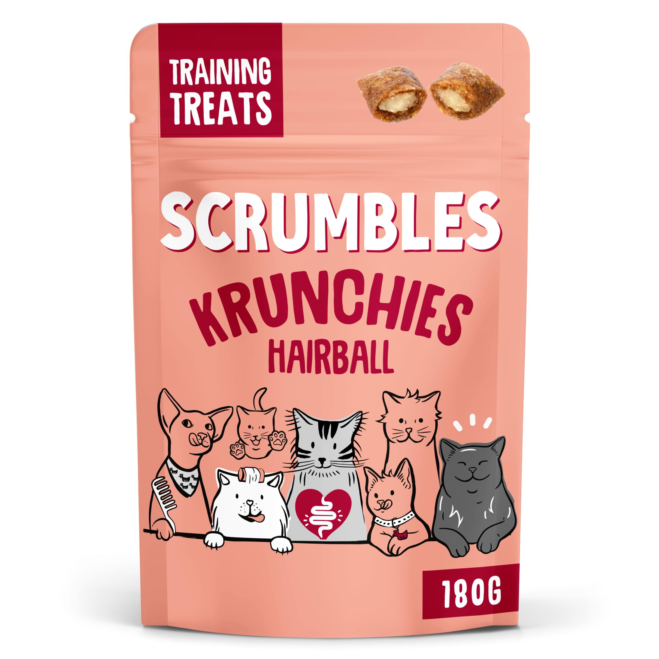 Scrumbles Krunchies Anti-hairball Cat Pillow Treats 180g