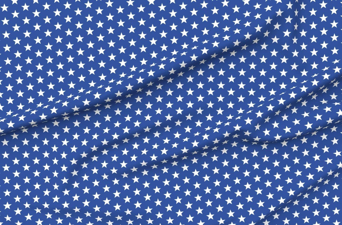 Spoonflower Fabric - Stars White Blue Medium Flag July 4Th Americana USA Printed on Organic Cotton Sateen Fabric by The Yard - Sewing Quilting Apparel Home Decor