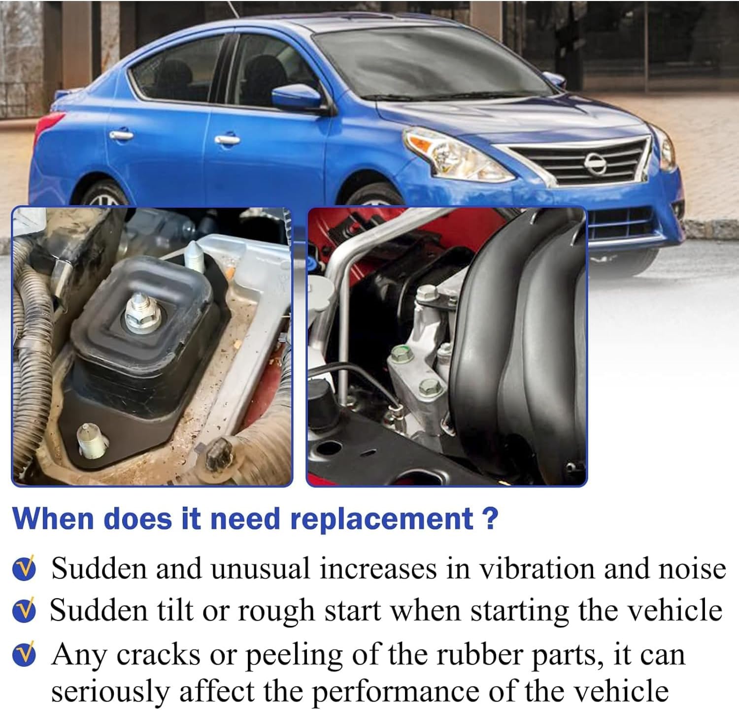 Engine Mount Motor & Transmission Mount for 2012-2017 Nissan Versa 1.6L / 2014-2017 Versa Note 1.6L A7369, A4361, A7368 Set of 3