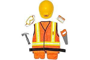 Melissa & Doug Role Play Costume Dress-Up Set (6 PCS) Construction Worker...