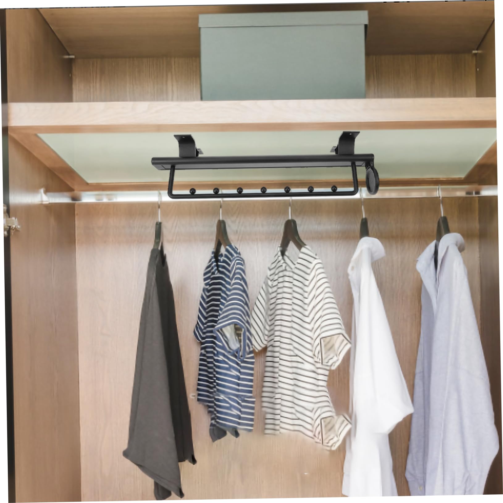 KOMBIUDA Telescopic Clothes Rail Clothes Hanger Rod Clothes Rack Hangers Pull Out Pants Rack for Closet Pull Out Trouser Rail Closet Accessories Closet Bar for Hanging Clothes Metal Black