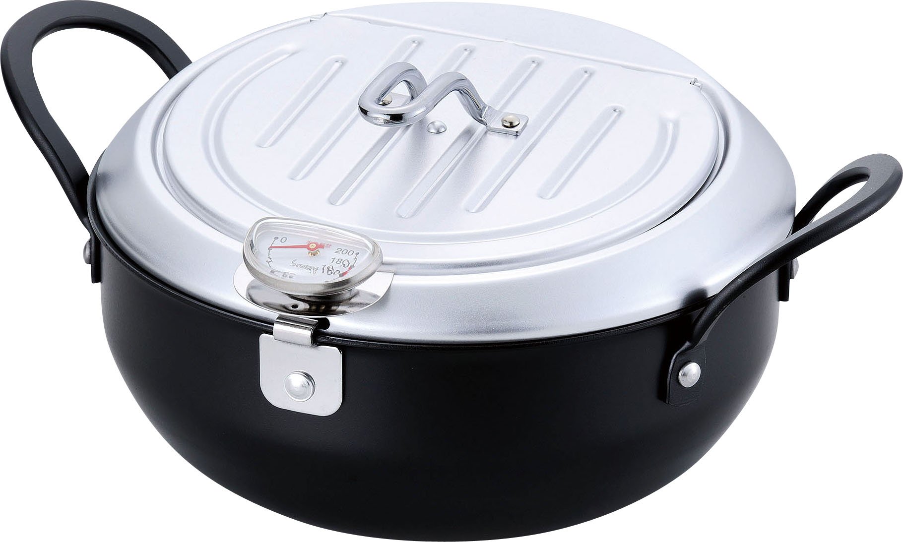 WAHEI FREIZTM-9467 Tempura Pot, Imono Koji from Tsubamesanjo, 7.9 inches (20 cm), Iron Lid, Induction Compatible, Made in Japan