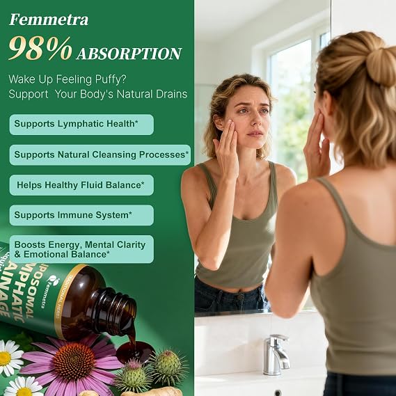 Liposomal Lymphatic Drainage Supplements with 30-in-1 Herbal Blend | Echinacea, Oregano, Milk Thistle, Sugar Free Lymph System Drops - Immune Support, Cleanse & Detox, Raspberry Flavor, 2 Fl Oz