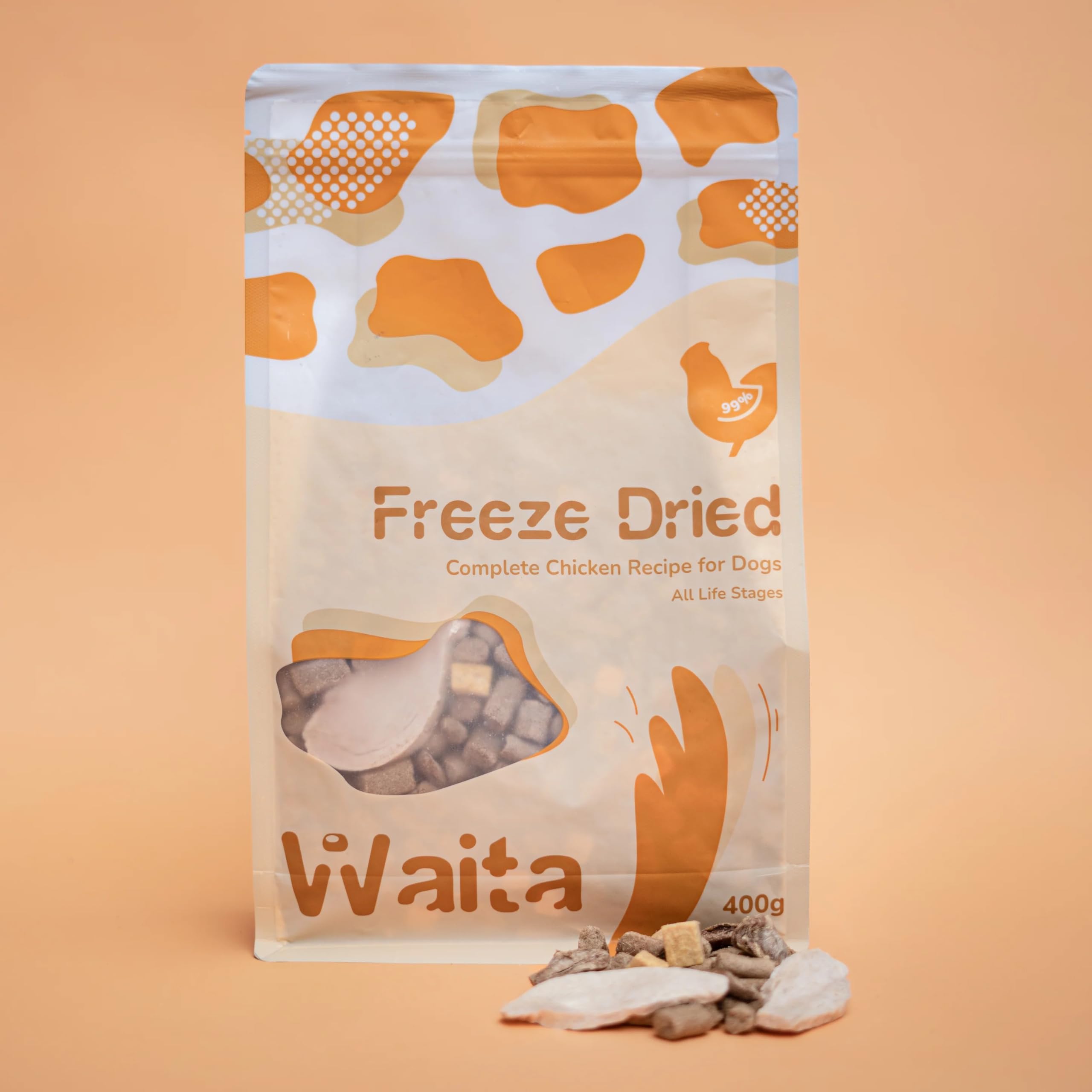 Complete Chicken Recipe Freeze-Dried Complete Dog Food 400g, Hypoallergenic No Grain; Freeze Dried to Protect Nutrition and Rich Protein, Easy Digestion for Dogs