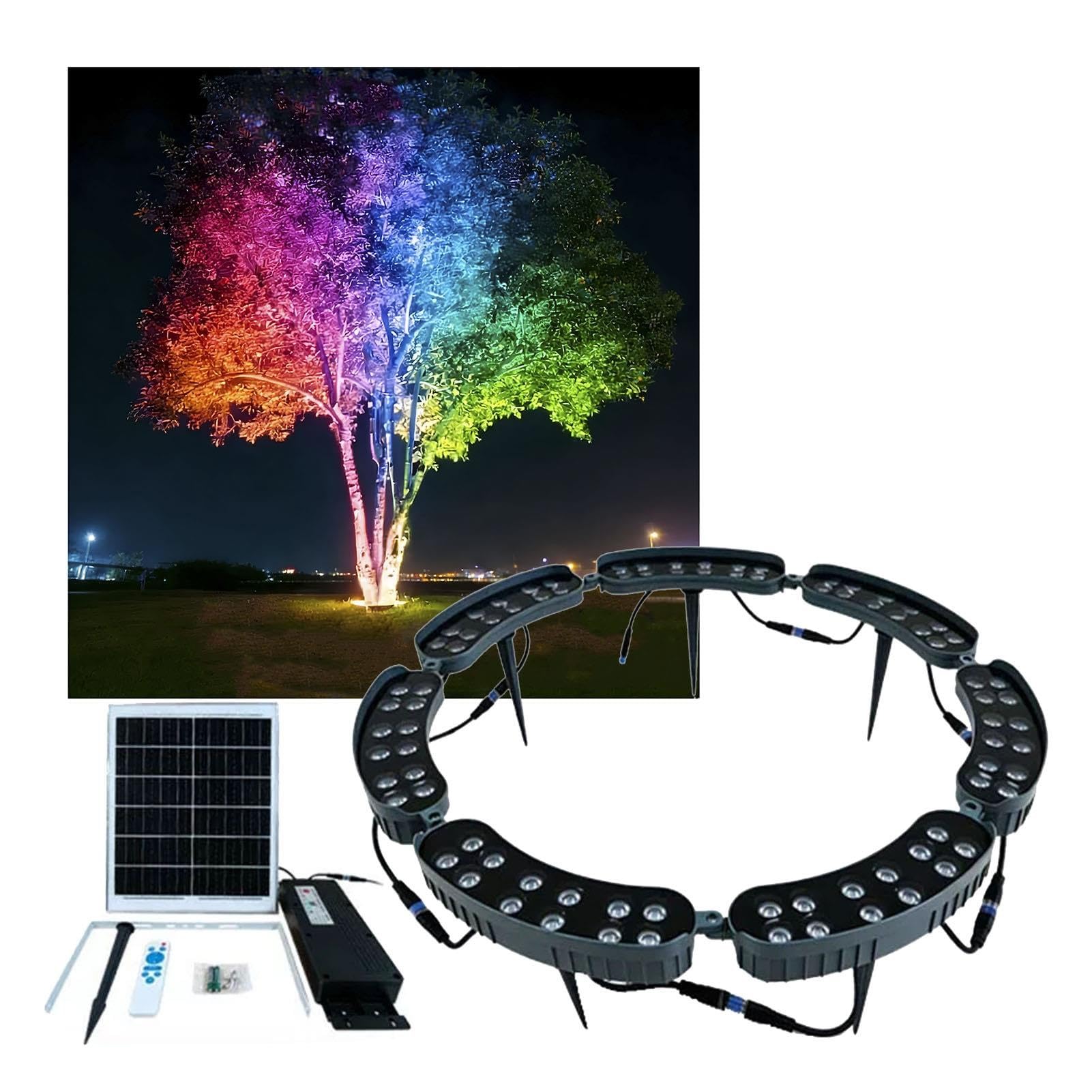 Luci Per Albero Ad Anello Solare RGB, Faretto A LED Per Giardino Sul Retro