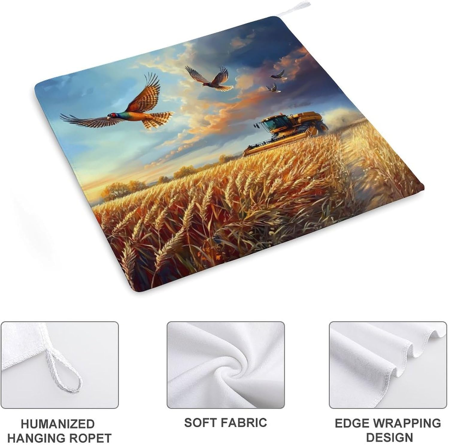 Pheasants Corn Field Harvesting Towel Hand Towels Decorative Towel for Bathroom Kitchen Shower Gym 4PCS