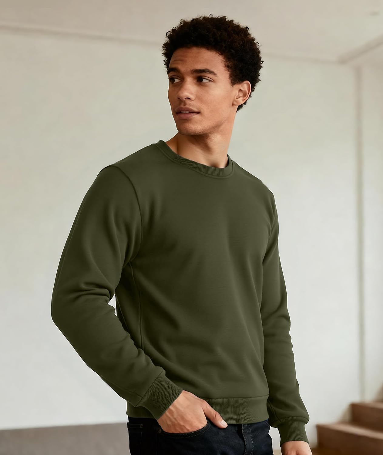 ZITY Mens Warm Winter Heavy Sweatshirt Fleece Pullover Crewneck Thick Sherpa Lined Thermal Sweatshirts Sherpa Sweater - Image 2