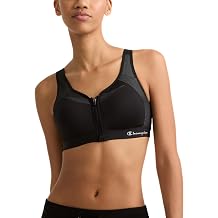 Champion Womens Sports Bra, Motion Control Front-Zip, High-Impact Maximum Support, Breathable, Moisture-Wicking