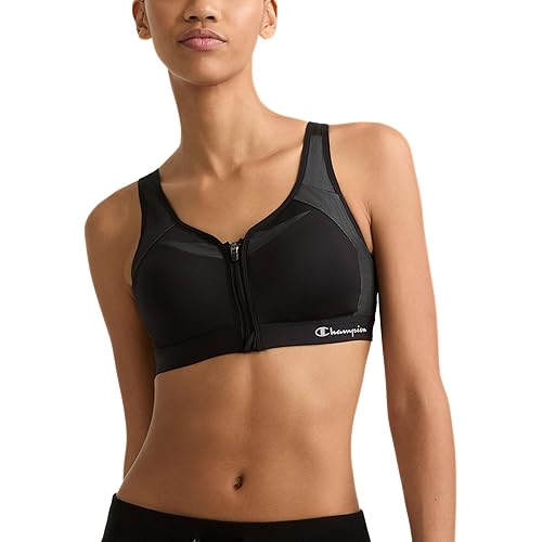 Champion Women's Sports Bra, Motion Control Zip High-impact Sports Bra, Wirefree Bra for Women
