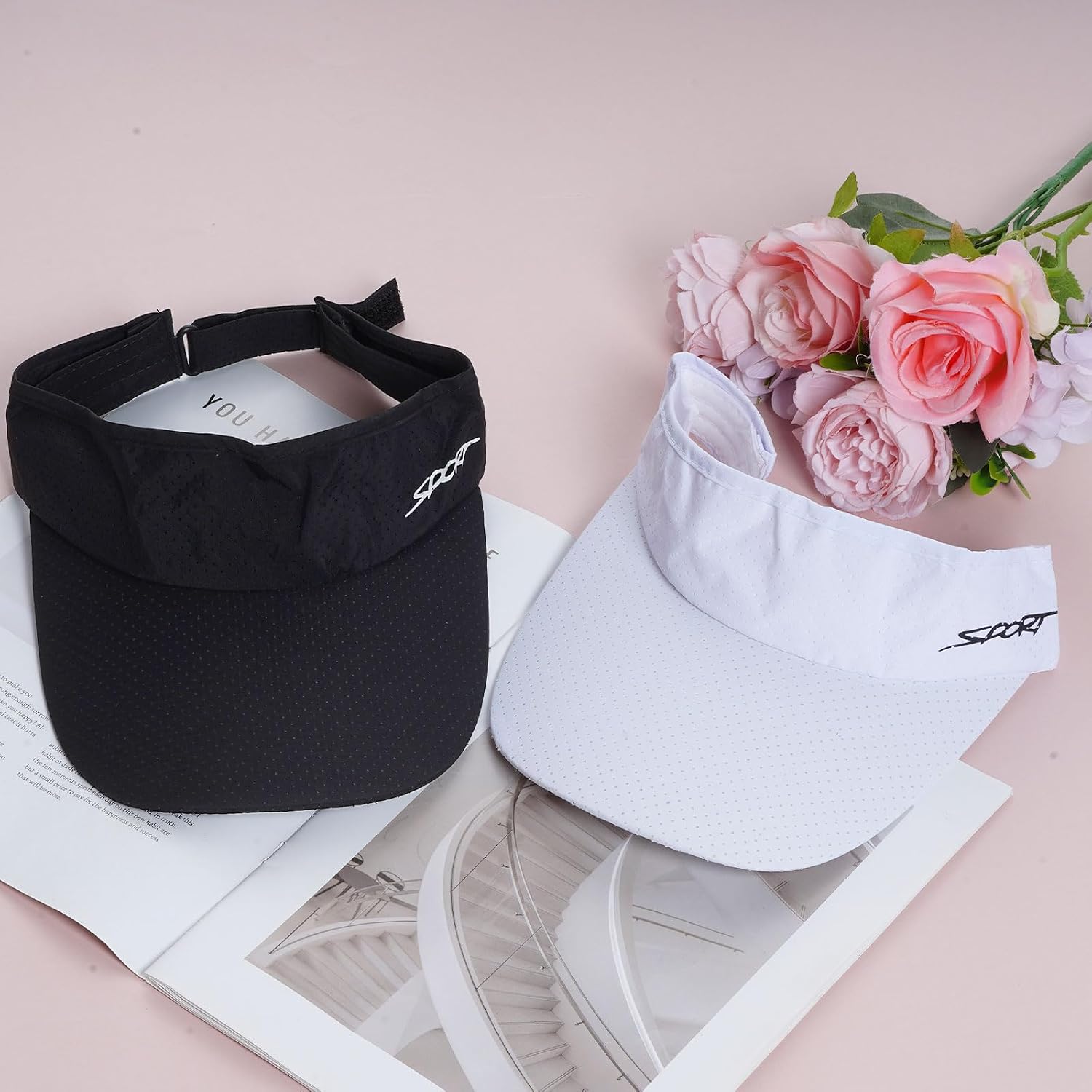 Sport Sun Visors Hats for Women Men Adjustable Cooling Athletic Visors Empty Sun Top Hat for Tennis Ball Golf Cycling Running