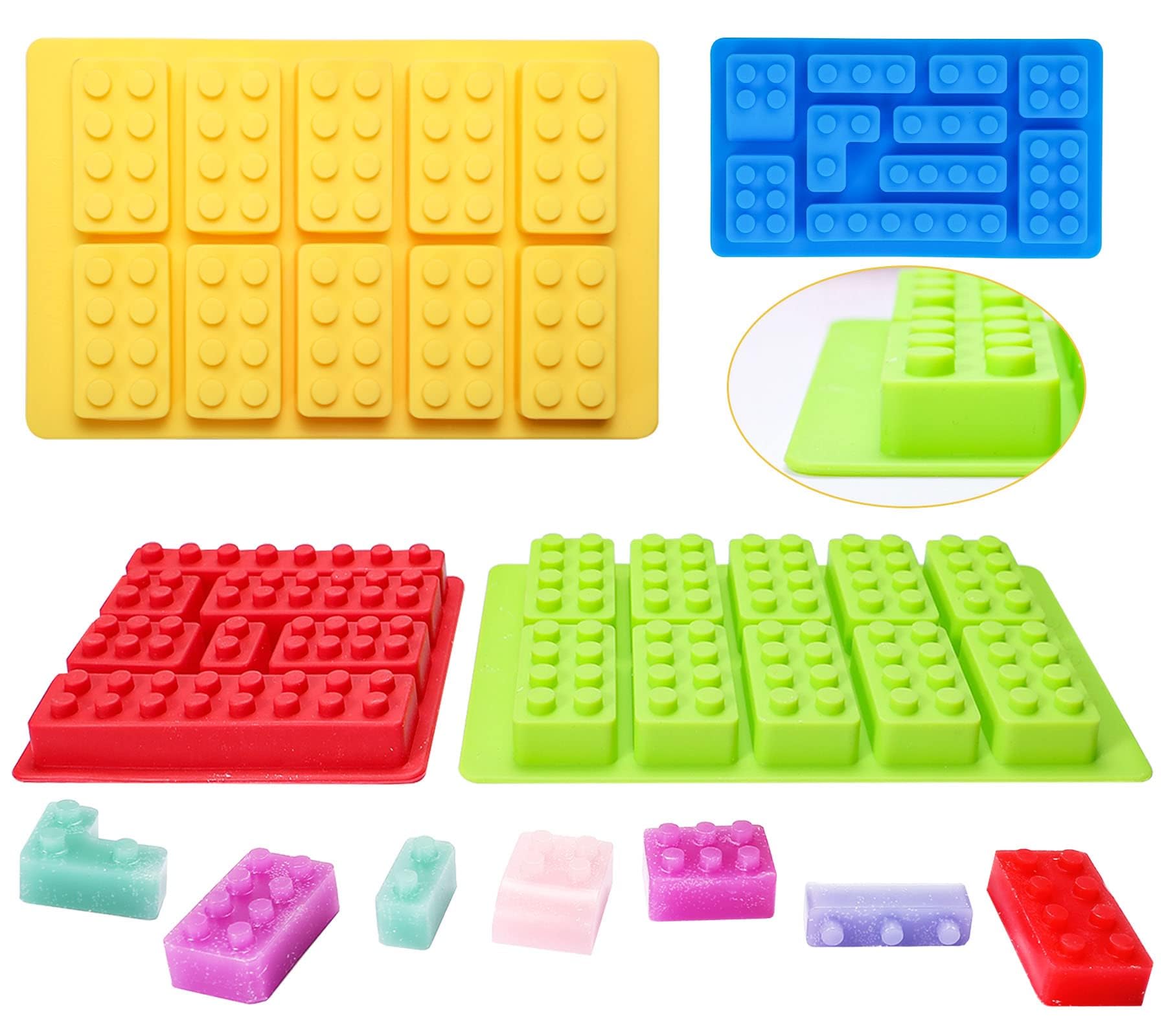 Lot 4 Moules Silicone Briques & Robots – Moules à Chocolat, Bonbons, Glaçons, Gelée – Idéal Enfants & Fêtes