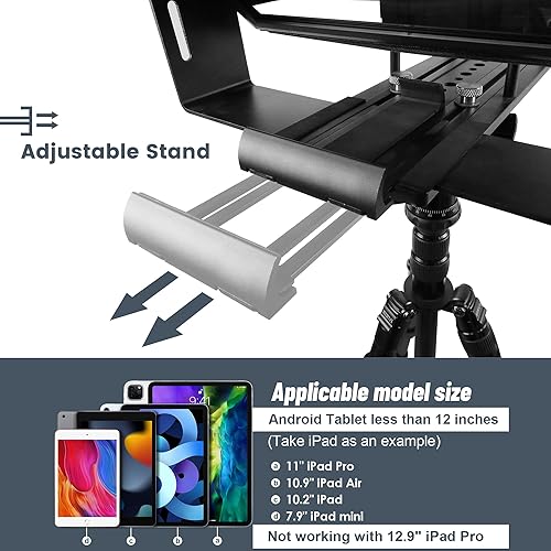 Miniatura 4 de Teleprompter de aluminio de 12.1 pulgadas para cámara, con control remoto Bluetooth, aplicación gratuita y funda de transporte, compatible con