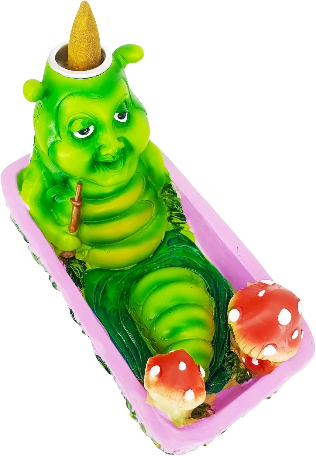 Fantasy Gifts Caterpillar Backflow Incense Burner – 5.7 Inch Polyresin Fountain for Aromatherapy, Meditation & Home Décor – Whimsical Caterpillar Design Incense Cone Holder Gift for Relaxation
