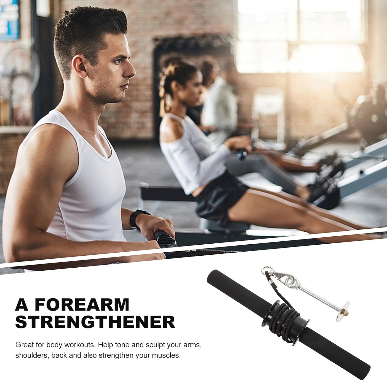 Wrist and Forearm Roller Strengthener Fitness Equipment with Anti-slip Handle for Home Gym Training Steel Tube and Nylon Rope Forearm Exerciser for Men and Athletes Random Color