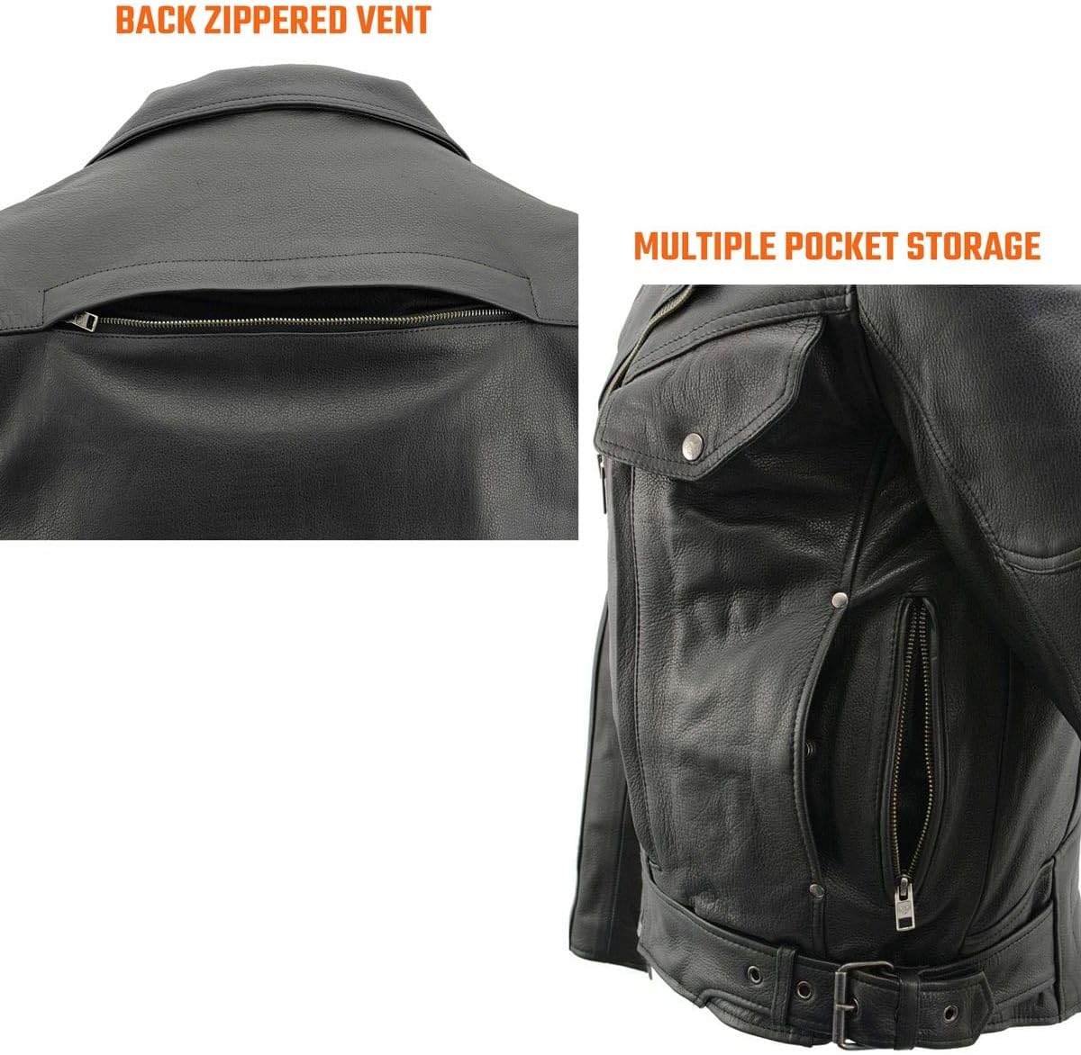 Milwaukee Leather Men's Premium Leather Motorcycle Classic MC Style Rider Jacket w/Removable Liner - Image 8