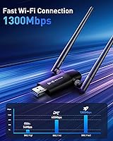 Vista 2 de Wireless USB WiFi Adapter for PC - Nineplus 1300Mbps Dual 5Dbi Antennas 5G/2.4G WiFi Adapter for Desktop PC Laptop Windows11/10/8/7/Vista/XP
