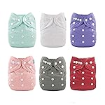 ALVABABY 6 Pack Cloth Diaper with 12 Inserts One Size Adjustable Washable Reusable Diaper Cover for Baby Girls and Boys