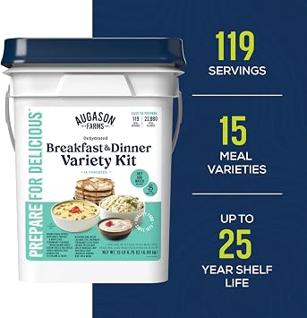 Augason Farms Breakfast and Dinner Variety Pail Emergency Food Supply Everyday