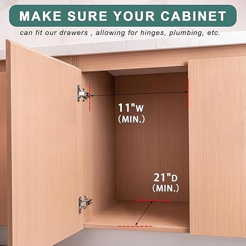 Vista 22 de Cajón extraíble totalmente montado, organizador de gabinete extraíble de madera, cajones extraíbles deslizantes de cierre suave para armarios