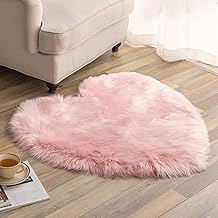 سجادة قطيفة على شكل قلب لغرفة المراهقين شاجي منفوشة ناعمة من جلد الغنم الصناعي بتصميم مزخرف النوم 3 × قدم بينك فاتح زهري