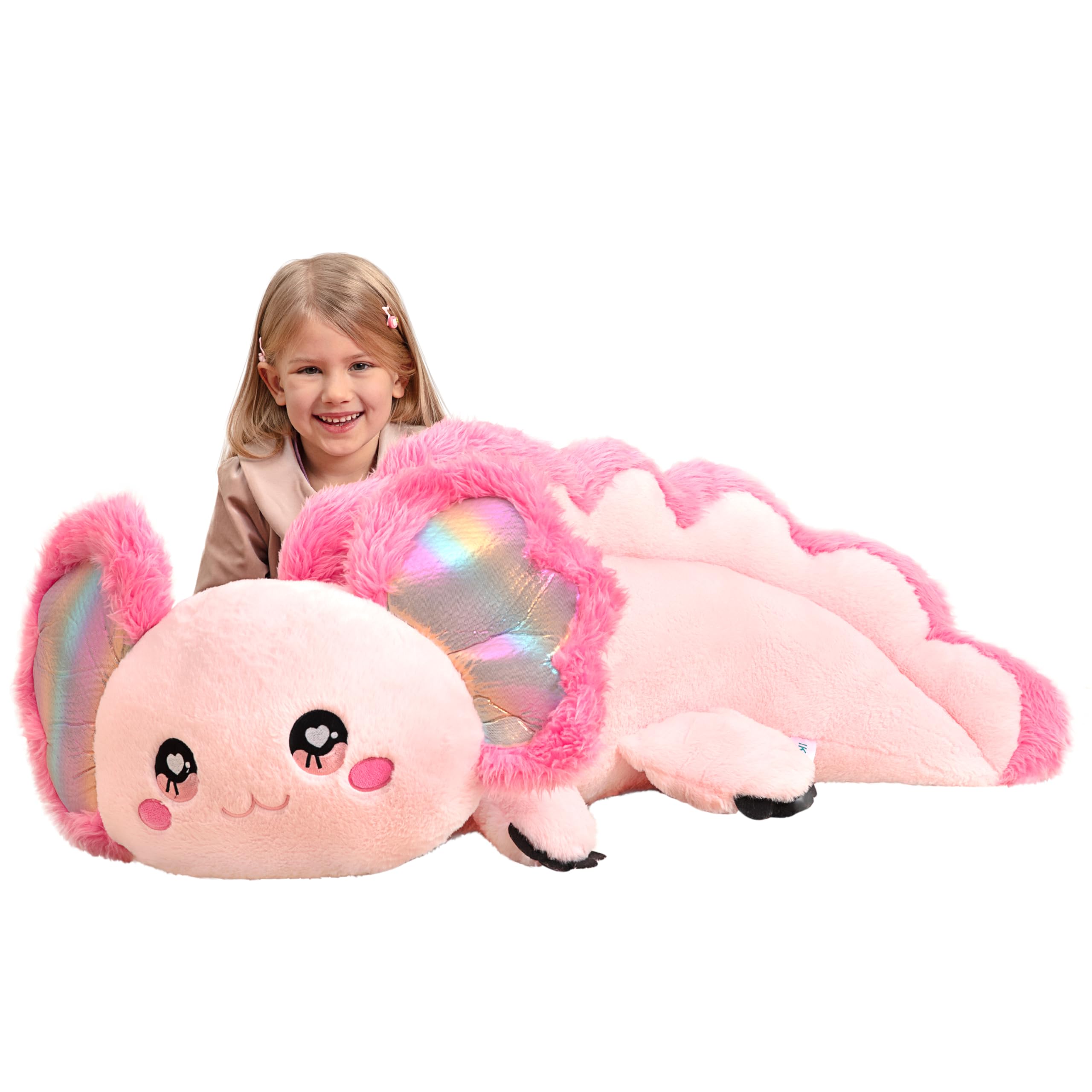 IKASA Giant Axolotl Stuffed Animal 80cm Plush Toy,Big Large Jumbo Soft Toys,Huge Size Cute Fluffy Plushy Plushie,Gifts for Kids