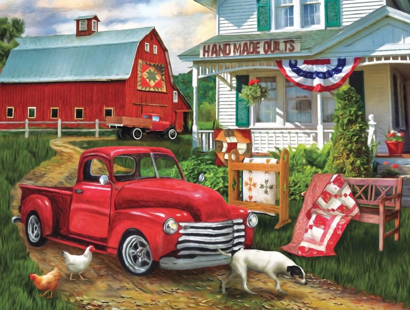 SUNSOUT INC - Stopping at the Farm - 500 pc Jigsaw Puzzle by Artist: Tom Wood - Finished Size 18" x 24" - MPN# 28868