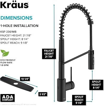 KRAUS Oletto Touchless Sensor Commercial Pull-Down Single Handle Kitchen Faucet with QuickDock Top Mount Assembly in Matte Black